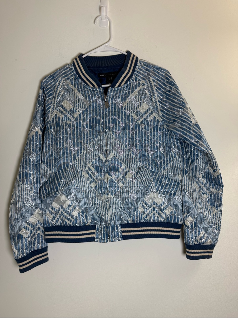 Marc by Marc Jacob Blue/Silver Metallic Bomber Jacket